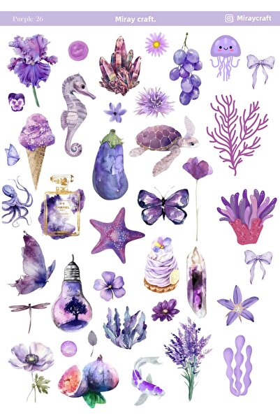 MirayDesign 1 foaie de autocolante tematice de culoare violetă de 12*17 cm pe...