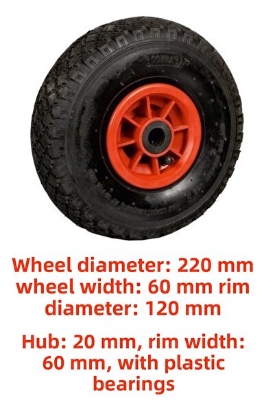 KL HOME 250-4 Plastic Wheel with Valve Inflatable Air - Wheel Diameter= 220 m...