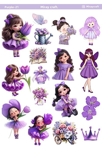 MirayDesign 1 foaie de autocolante tematice de culoare violetă de 12*17 cm pe...