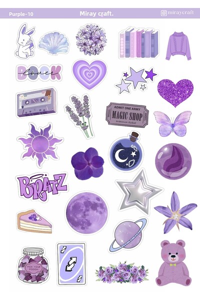 MirayDesign 1 foaie de autocolante tematice de culoare violetă de 12*17 cm pe...