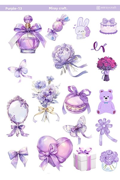 MirayDesign 1 страница с лилава цветова тема 12*17 см стикер / за албум с изр...