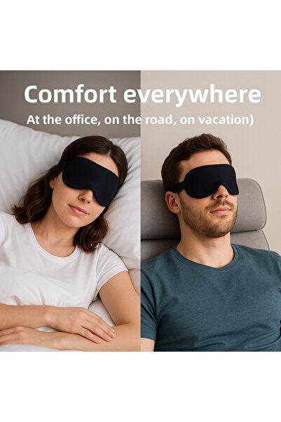 BeyzHal قناع نوم أسود للجنسين وغطاء للعين – مقاوم للضوء، قماش ناعم، غطاء نوم مريح (قطعة واحدة)