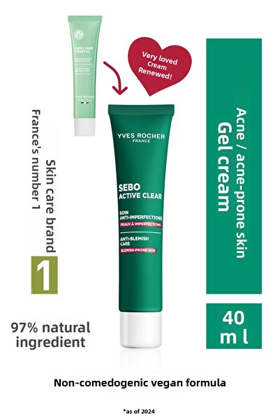 Yves Rocher كريم مرطب ومطفي يساعد على تقليل حب الشباب والرؤوس السوداء 40 مل