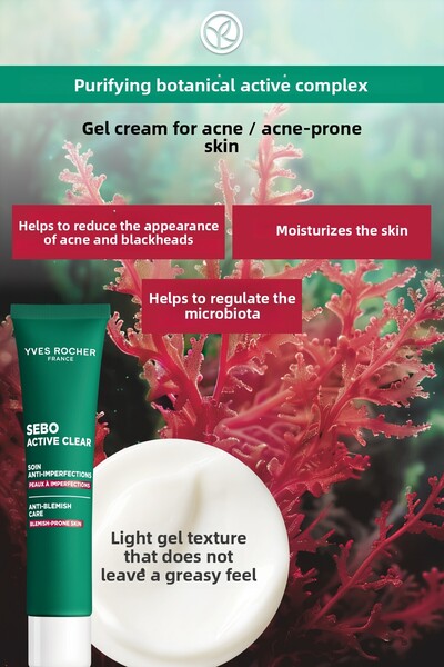 Yves Rocher كريم جل مرطب ومطفأ للبشرة للبشرة المعرضة لحب الشباب 40 مل