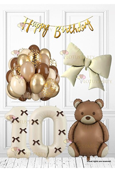 LOTUS PARTY Set de decorațiuni pentru ziua de naștere cu fundă, fundă maro cu...