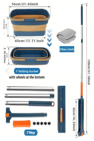 SevgiliAtolyemm Foldable cleaning mop and wheeled bucket set