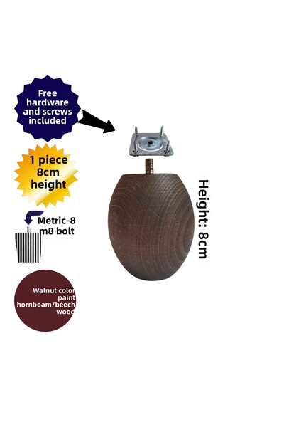 Vera Hediyelik Eşya Picior de canapea din lemn de culoare nuc Picior de bază pentru unitate TV Lungime: 8Cm/Diametru: 7Cm 3301000000878