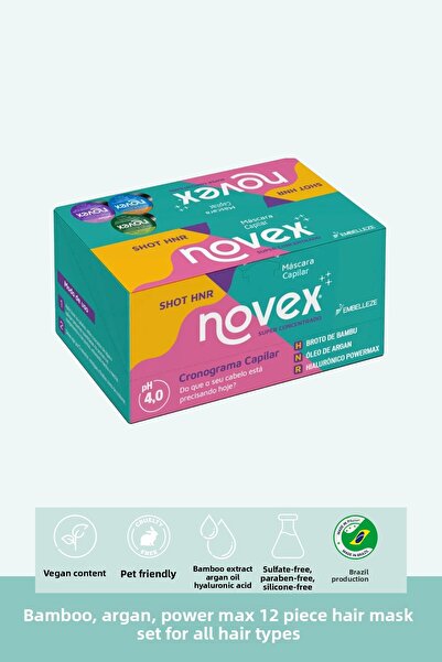 NOVEX الخيزران والأرغان باور ماكس - مجموعة أقنعة الشعر المرطبة والمغذية والإص...