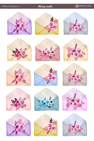 MirayDesign ملصق بتصميم الحروف الزهرية مقاس 12*17 سم / لألبومات القصاصات، دفت...
