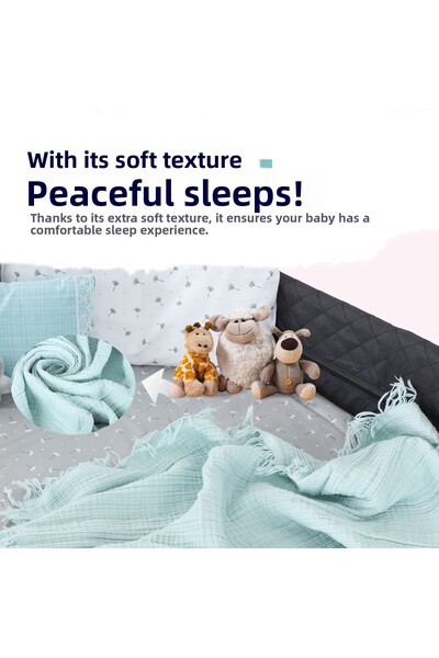 Huggy Mint Green Multi-Purpose 100% Cotton Muslin Baby Blanket 100X130 – 4 Layer Cotton Cover / Swaddle