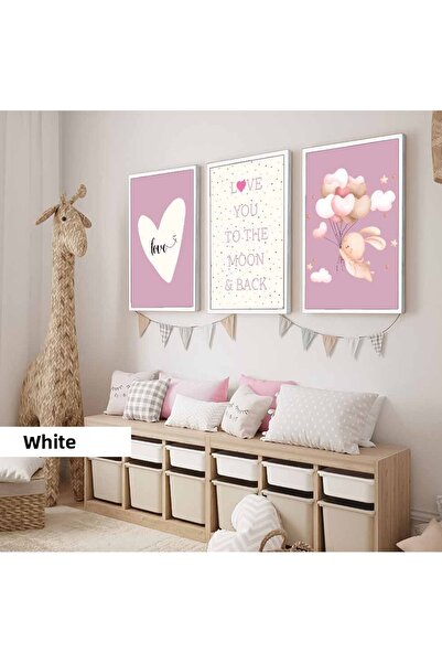 Harikabirev Camera copiilor Living-Roșu moale, modern minimalist, boem, TEMĂ INIMĂ | 3BUC MDF AHMDF CU CADRU DE LEMN