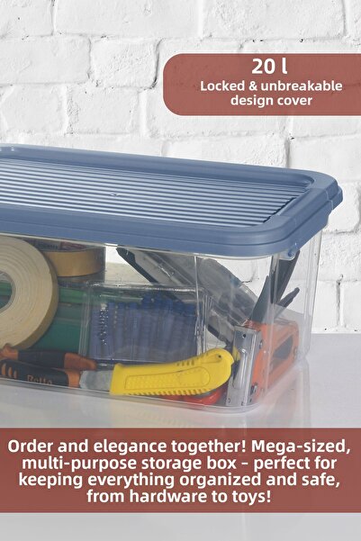 MOİ 3-Pack 20L Multibox Storage Container with Locking Lid Multi-Purpose Organizer Pantry Storage Storage Box