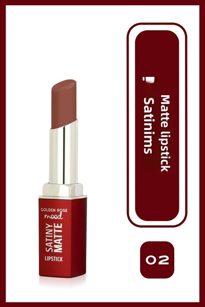 Golden Rose Mood Satiny Matte Lipstick No: 02 Velvet Taupe - Moisturizing Mat...