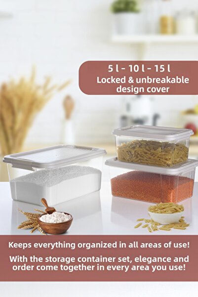 MOİ 3-Pack Organizer Box 5-10-15L Storage Container - Multi-Purpose Organizer Lock Lid Deep Storage Box