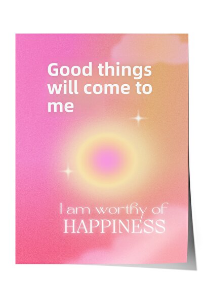 Zestia Poster fără ramă, Fericirea mă întâlnește, Poster decorativ pentru cam...