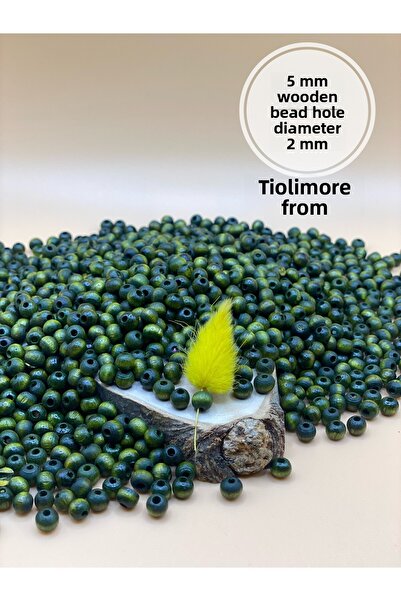 Fiolimore Mărgele din lemn verde kaki de 5 mm (25 grame 315 bucăți) Diametrul...
