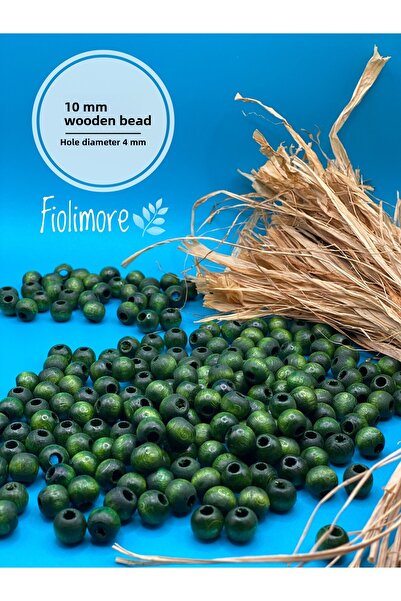 Fiolimore 10 мм каки зелени дървени мъниста (50 г, 135 броя) с голям диаметър...