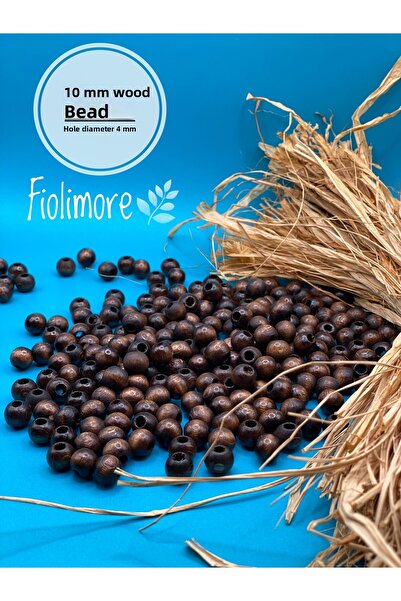 Fiolimore خرز خشبي بني 10 ملم (50 جرام 135 قطعة) قطر فتحة عريضة 4 ملم مجوهرات...
