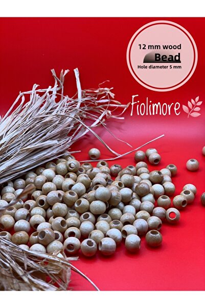 Fiolimore خرز خشبي مطلي 12 ملم (50 جرام 87 قطعة) قطر الفتحة 5 ملم حقيبة مكرام...