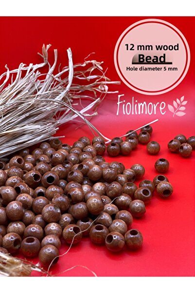 Fiolimore 12 мм дървени мъниста в цвят тютюн (50 г, 87 броя) Диаметър на отво...