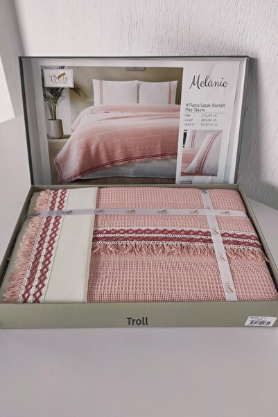 Sevim Комплект за пухени завивки Tivoli Single Lace, 3 части - Комплект за пухени завивки Waffle - Melanie - Powder