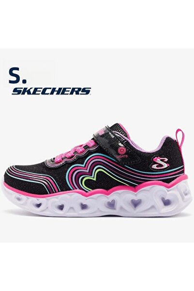SKECHERS S-lights Heart Lights Retro Hearts 302689L Osvětlené ortopedické dětské sportovní boty ČERNÉ