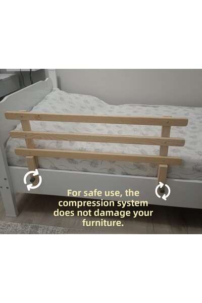 Masal Oyuncak Natural Wooden Baby Child Bed Protection Barrier Guardrail Crib Railing 110 X45