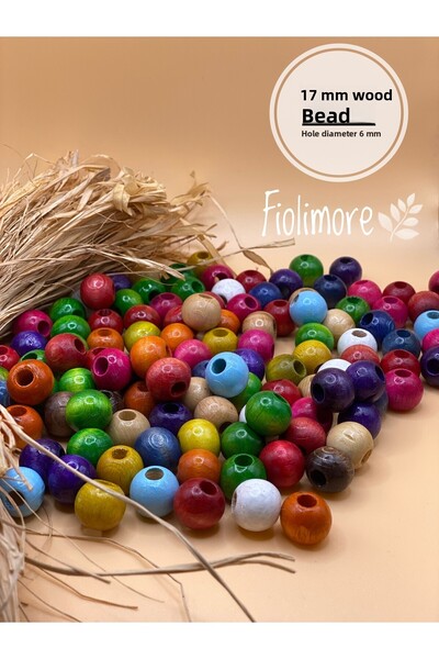 Fiolimore Mărgele din lemn de culori mixte de 17 mm (50 gr 32 bucăți) Diametr...