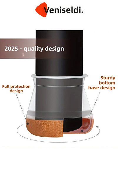 Yenigeldi 24 Pieces Round Chair Feet (T:4.1Cm W:3.9Cm) Transparent Silicone Thick Felt Chair Feet