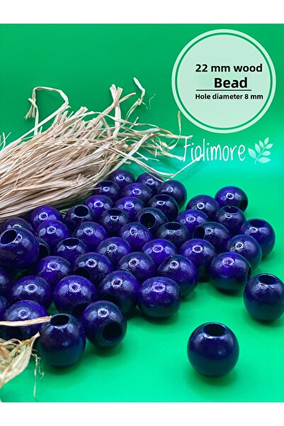 Fiolimore Mărgele din lemn violet de 22 mm (50 gr 13 bucăți) Diametru gaură l...