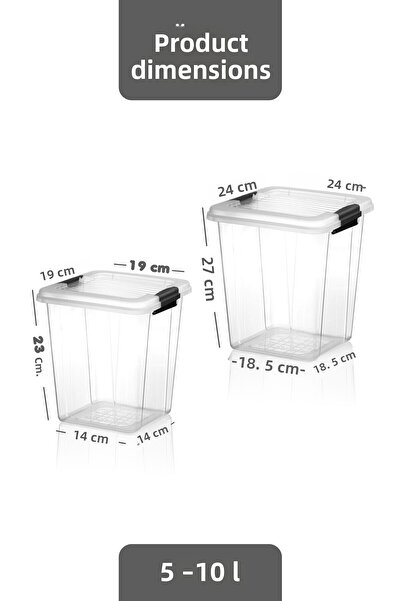 MOİ Set of 2 5-10L Locking Lid Storage Box Detergent Container - Flour Grain Food Storage Container Organizer Box