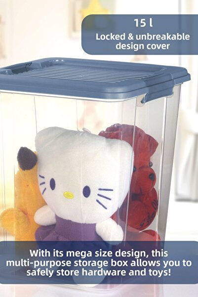 MOİ 2-Pack Megabox 15L Storage Container - Multi-Purpose Organizer with Locking Lid Pantry Storage Storage Box