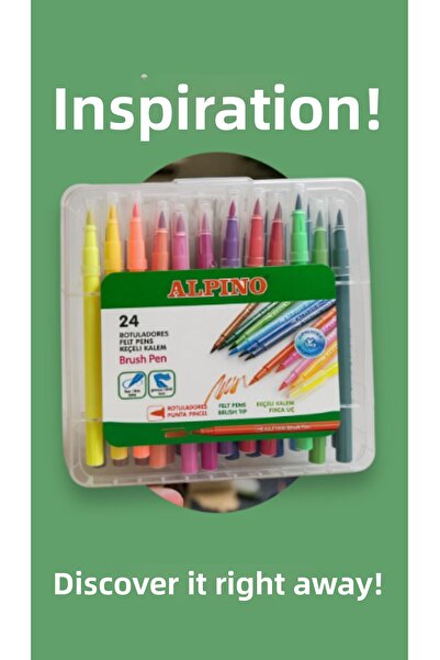 BuradaBuldun قلم ألبينو بفرشاة ذات رأس فرشاة 24 لونًا