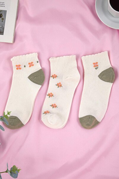 Trendyol Collection Multicolored 3-Piece Floral Jacquard Knitted Socks Thmaw26Co00007