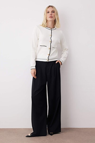 Trendyol Collection Ecru Premium Yarn/Special Yarn Knitwear Cardigan with Button Accessories Twoaw26Hi00208