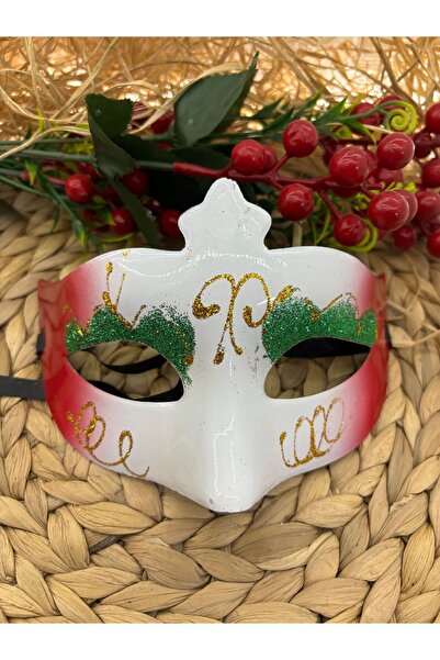 Deniz Party Store New Year's Red Glitter Ball Mask - Plastic, 1 Piece