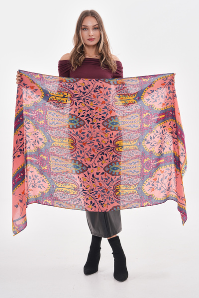 Axesoire 15215 Authentic Patterned Pink Shawl