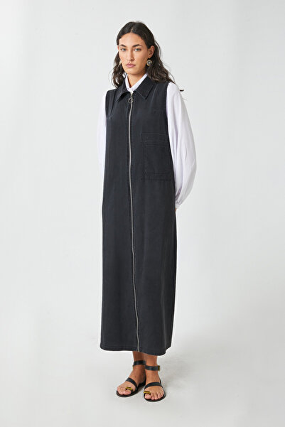 ZÜLAYS Fermuarlı Denim Jile Siyah