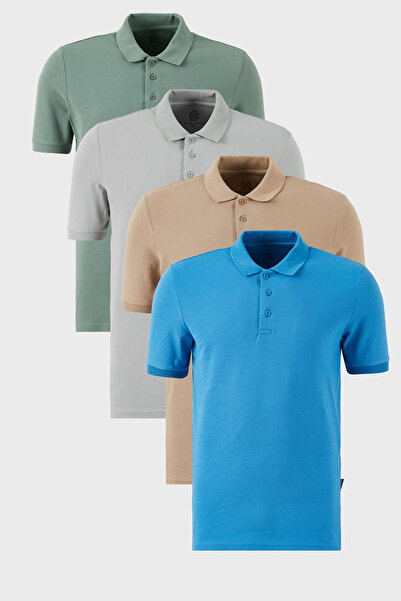 Buratti Βαμβακερό κανονικό κουμπιά γιακά πόλο 4 πακέτο Μπλουζάκια Ανδρικό T SHIRT 5902127 S4