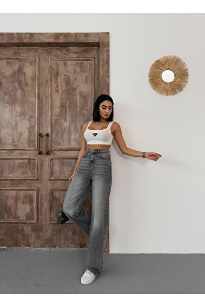 XBELLA DENİM Γυναικείο τζιν με φαρδιά πόδι ψηλόμεσο