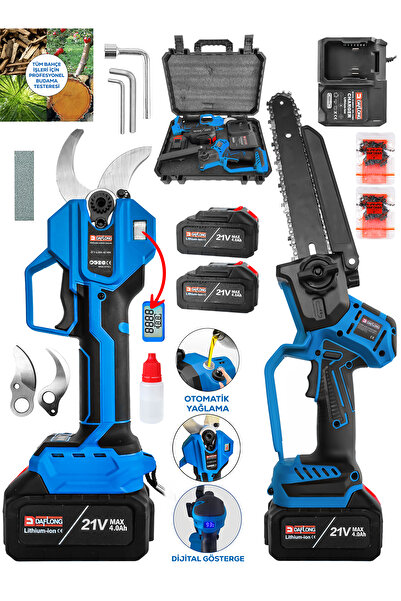 DAFLONG 2'Lİ SET 40 MM DİJİTAL GÖSTERGELİ BAĞ MAKASI+OTOMATİK YAĞLAMALI DİJİT...