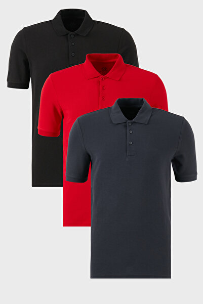 Buratti Tricouri din bumbac, cu formă regulată, cu nasturi, cu gât polo, pach...