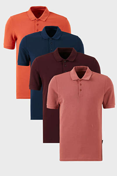 Buratti Βαμβακερό κανονικό κουμπιά γιακά πόλο 4 πακέτο Μπλουζάκια Ανδρικό T SHIRT 5902127 S4