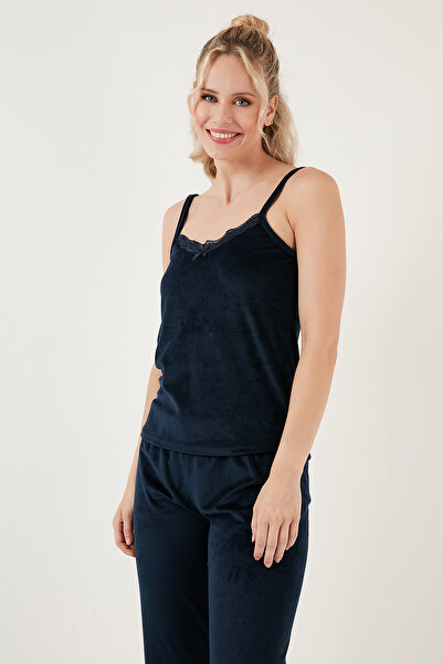 Lela Set de pijamale din catifea cu rochie din dantelă cu textura moale 6095545