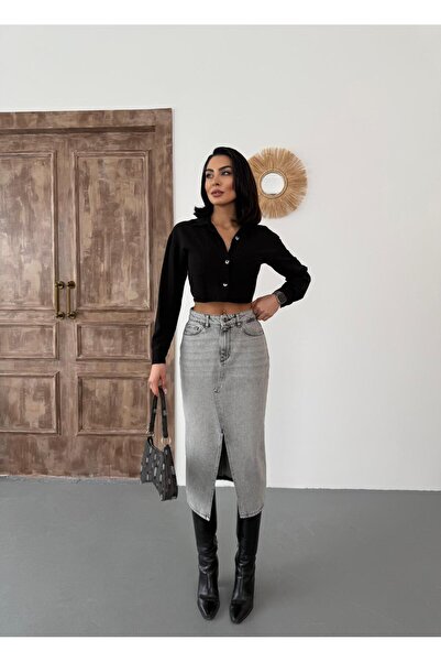 XBELLA DENİM Жіноча міді-спідниця з розрізом спереду