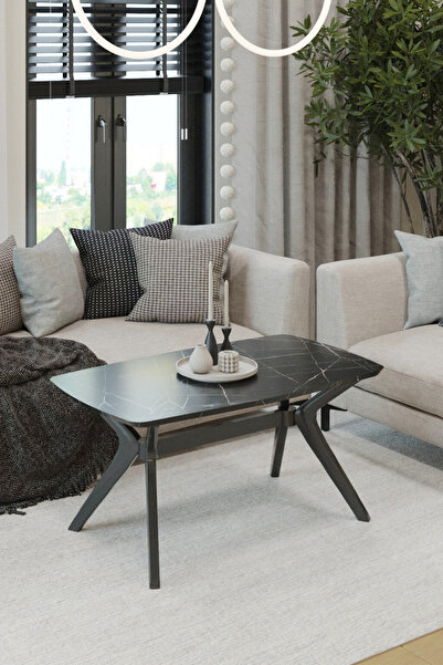 PLASMOB 55x90 Siyah Orta Sehpa Oturma Odası Sehpa-Salon Sehpa Zen Model