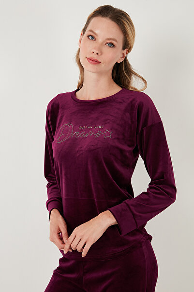 Lela Standart Fit Bisiklet Yaka Yumuşak Kadife Pijama Takımı PİJAMA TAKIMI 6094202