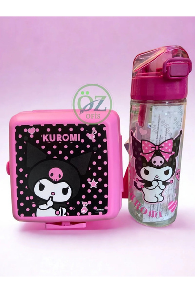 ÖZ OFİS Lisanslı Kuromi Tritan Matara 500 ml Ve 2 Katlı Beslenme Kabı Yemek 2...