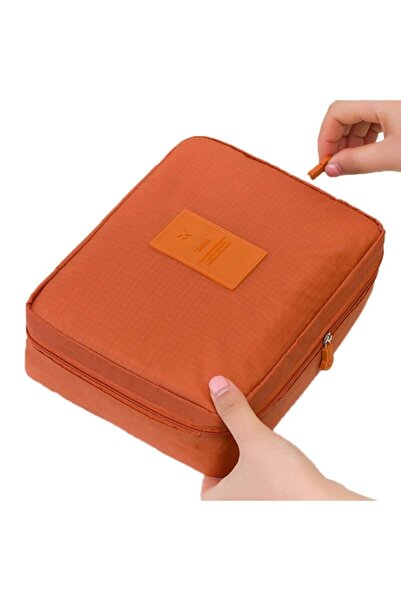 Ecoform Organizer Cosmetic Makeup Bag Orange with Waterproof Feature (Dimensions: 17*23*8 cm)