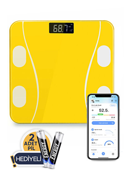 comedones Dijital Baskül Yağ Su Kas Vücut Kitle Endeksi Kilo Ölçer Tartı